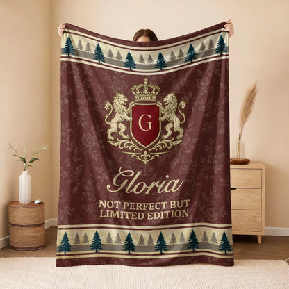 Not Perfect But Limited Edition Burgundy Pine Tree Fleece Blanket GLORIA 13K1 BK41