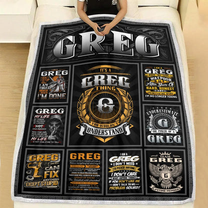 GREG Personalized Blanket | Custom Name Cozy Throw Gift 13K1-BK2