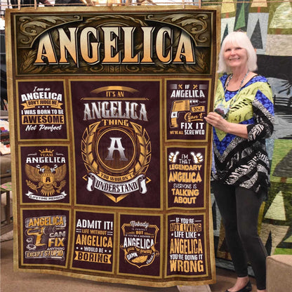 ANGELICA Personalized Blanket | Custom Name Cozy Throw Gift 13K1-BK4