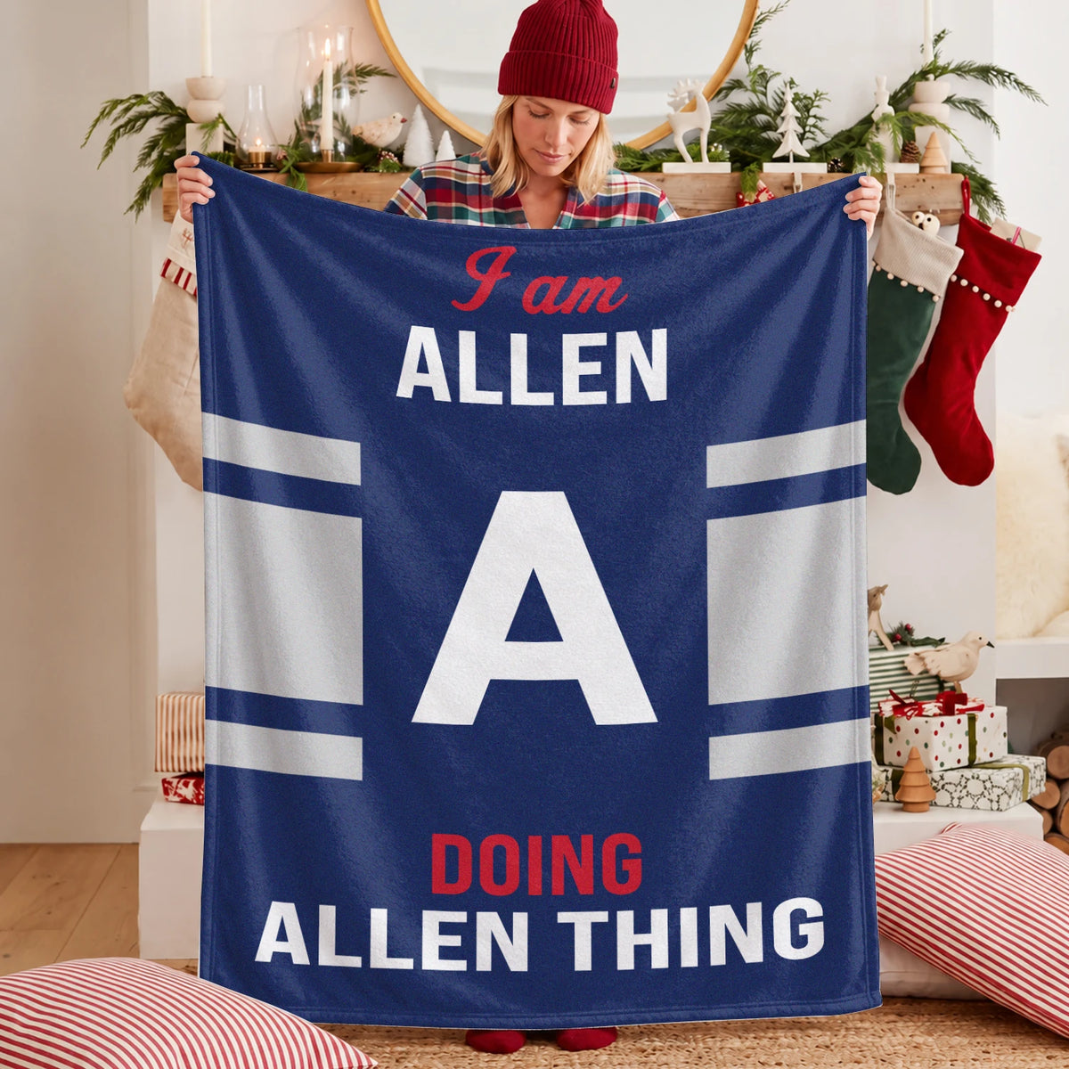 I'm Name Doing Name Things Navy Fleece Blanket ALLEN 13K1 BK51