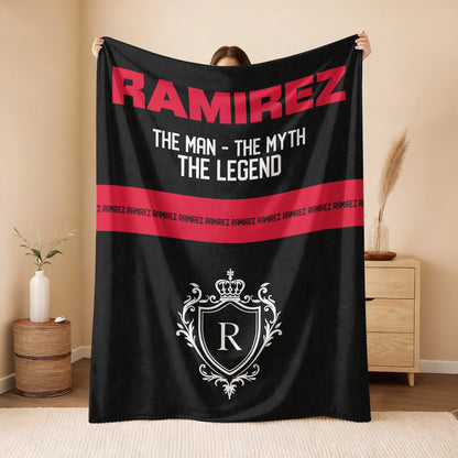 The Man The Myth The Legend Black Red Fleece Blanket RAMIREZ 13K1 BK14