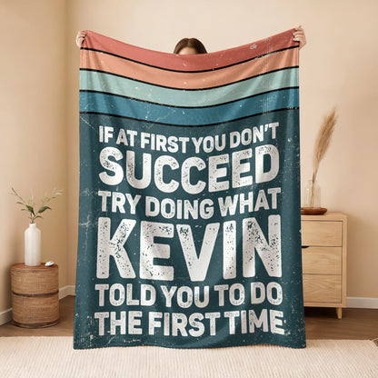 If At First You Don’t Succeed Retro Green Fleece Blanket KEVIN 13K1 BK29