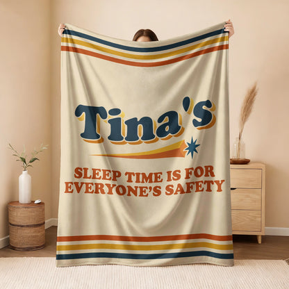 Your Name's Sleep Time Funny Retro Fleece Blanket TINA 13K1 BK67