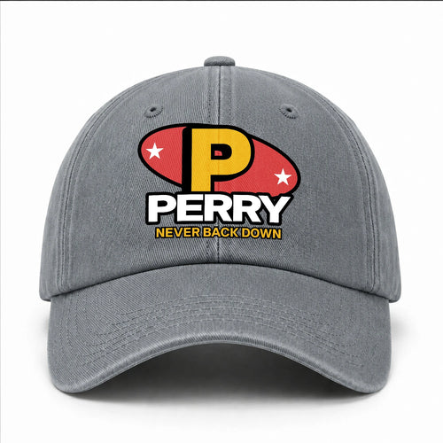 Never Back Down With Your Name And Initial Letter Washed Cap PERRY 13K1 C82PF