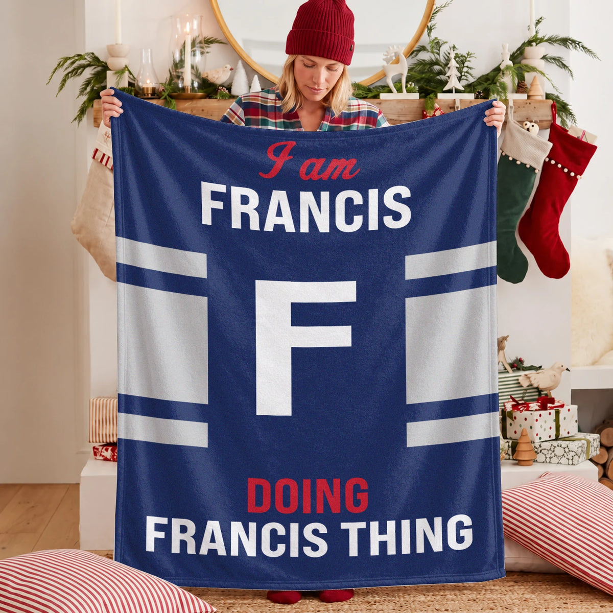 I'm Name Doing Name Things Navy Fleece Blanket FRANCIS 13K1 BK51