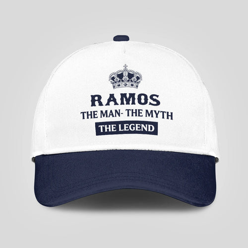 The Man The Myth The Legend King Crown Blue And White Cap RAMOS 13K1 C147PF