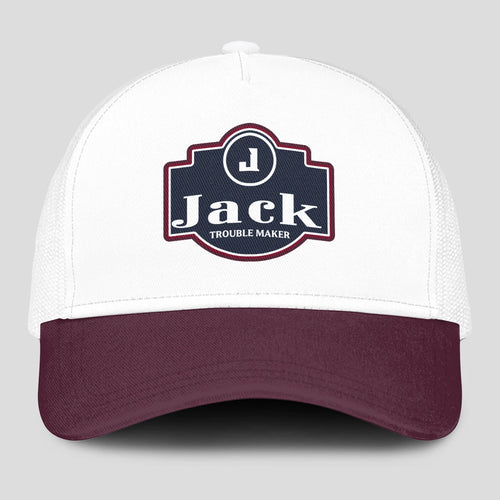 Trouble Maker Burgundy And White Funny Mesh Cap JACK 13K1 C201PF