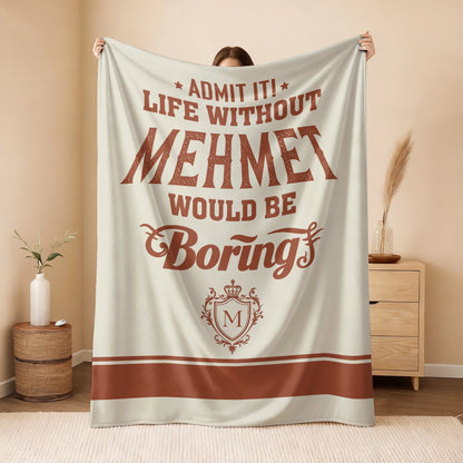 Life Without Your Name Would Be Boring Cream Terracotta Blanket MEHMET 13K1 BK24