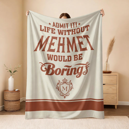 Life Without Your Name Would Be Boring Cream Terracotta Blanket MEHMET 13K1 BK24