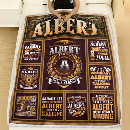 ALBERT Personalized Blanket | Custom Name Cozy Throw Gift 13K1-BK4