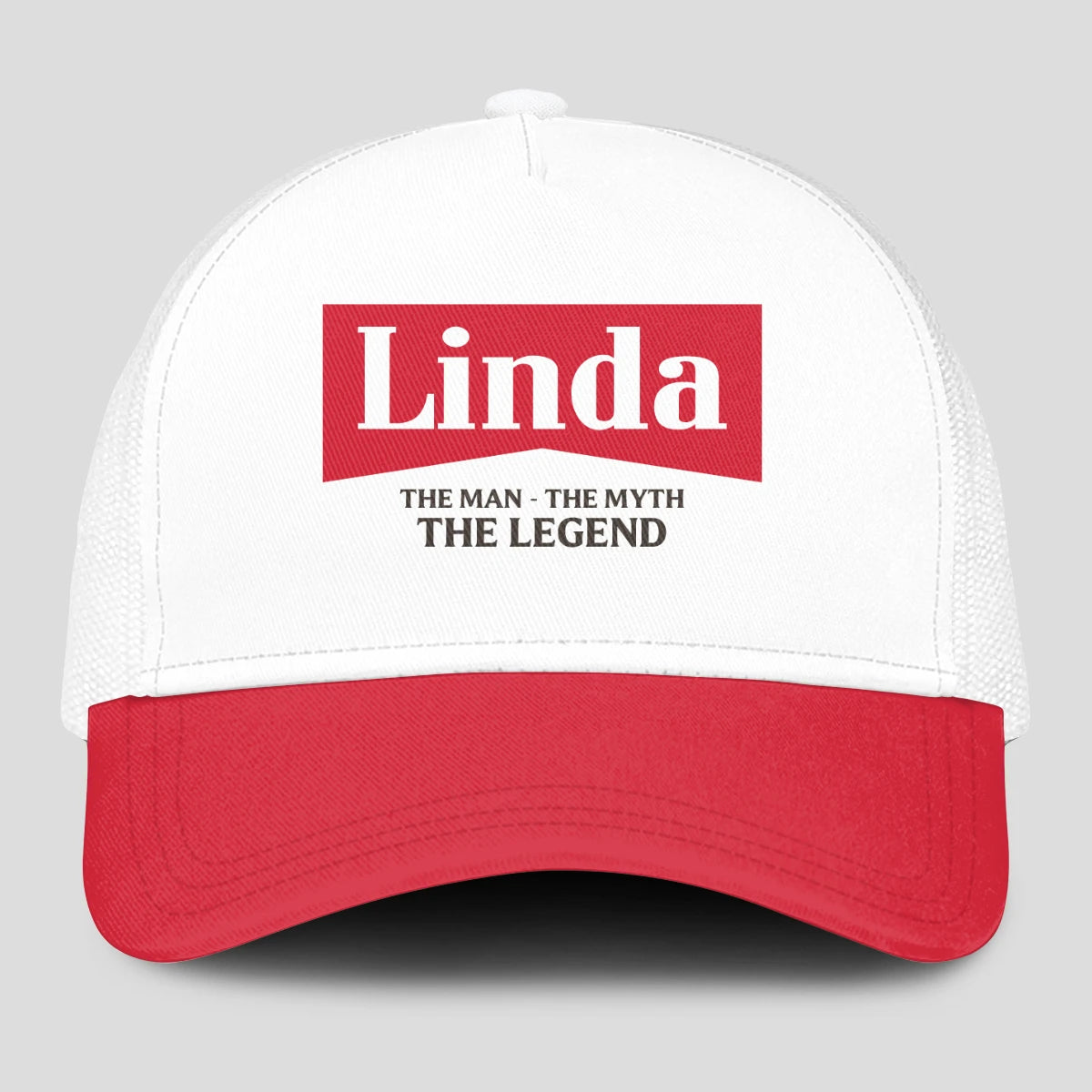 The Man The Myth The Legend Red And White Mesh Cap LINDA 13K1 C197PF