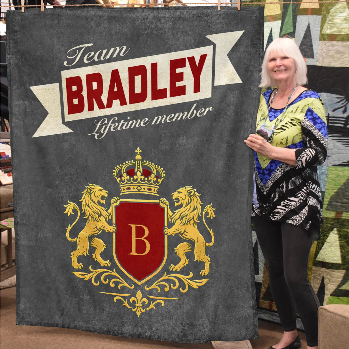 Team Your Name Lifetime Member Charcoal Blanket BRADLEY 13K1 BK20