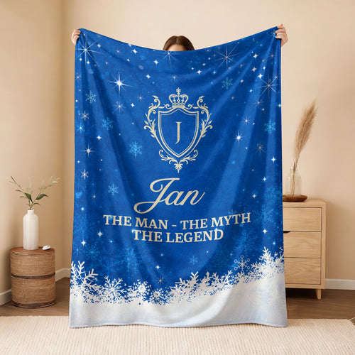 The Man The Myth The Legend Navy Christmas Fleece Blanket JAN 13K1 BK15