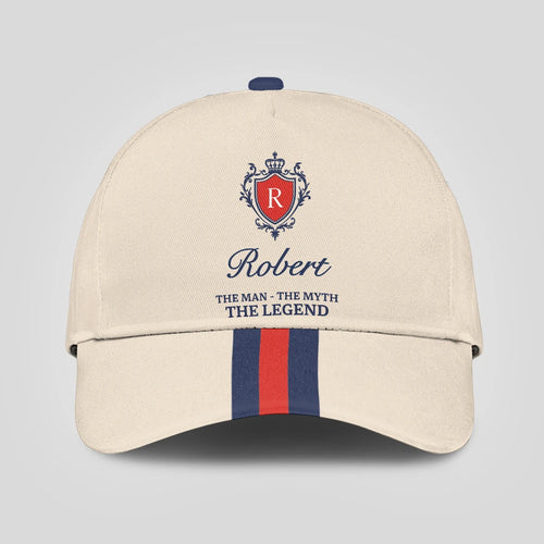 The Man The Myth The Legend Blue And Red Striped Cap ROBERT 13K1 C117PF