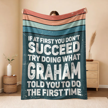 If At First You Don’t Succeed Retro Green Fleece Blanket GRAHAM 13K1 BK29