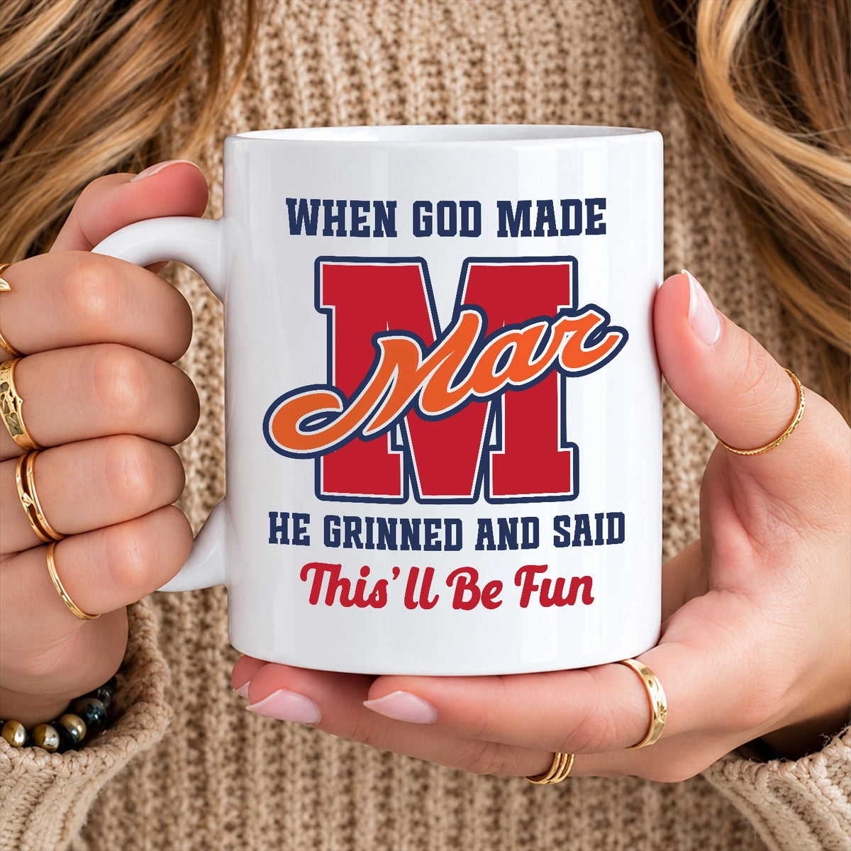 When God Made Your Name Personalized Baseball Mug MAR 13K1 MG07