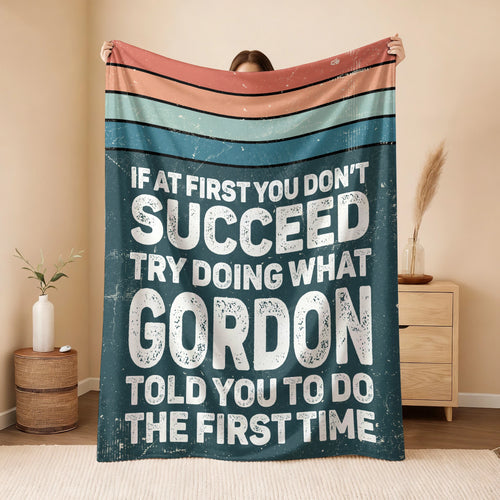 If At First You Don’t Succeed Retro Green Fleece Blanket GORDON 13K1 BK29