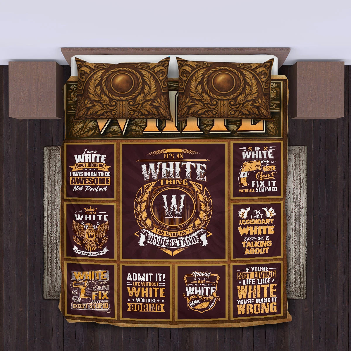 WHITE Limited Edition Personalized Bedding Set 13K1-BS3