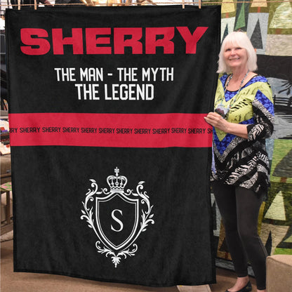 The Man The Myth The Legend Black Red Fleece Blanket SHERRY 13K1 BK14