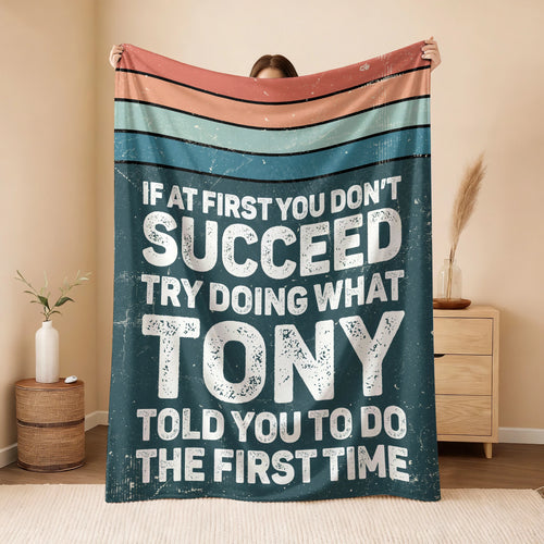 If At First You Don’t Succeed Retro Green Fleece Blanket TONY 13K1 BK29