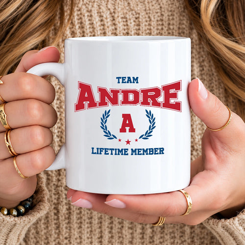 Team Your Name Lifetime Member Sporty Mug ANDRE 13K1 MG09