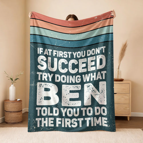 If At First You Don’t Succeed Retro Green Fleece Blanket BEN 13K1 BK29
