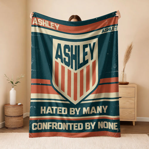 Hated By Many Confronted By None Retro Fleece Blanket ASHLEY 13K1 BK58