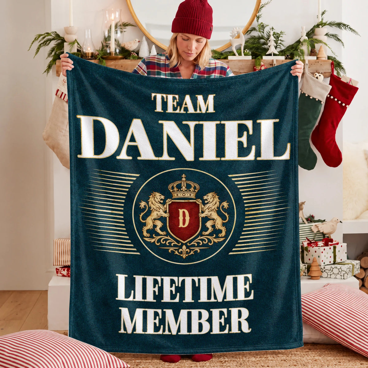 Team Your Name Lifetime Member Sage Green Fleece Blanket DANIEL 13K1 BK42