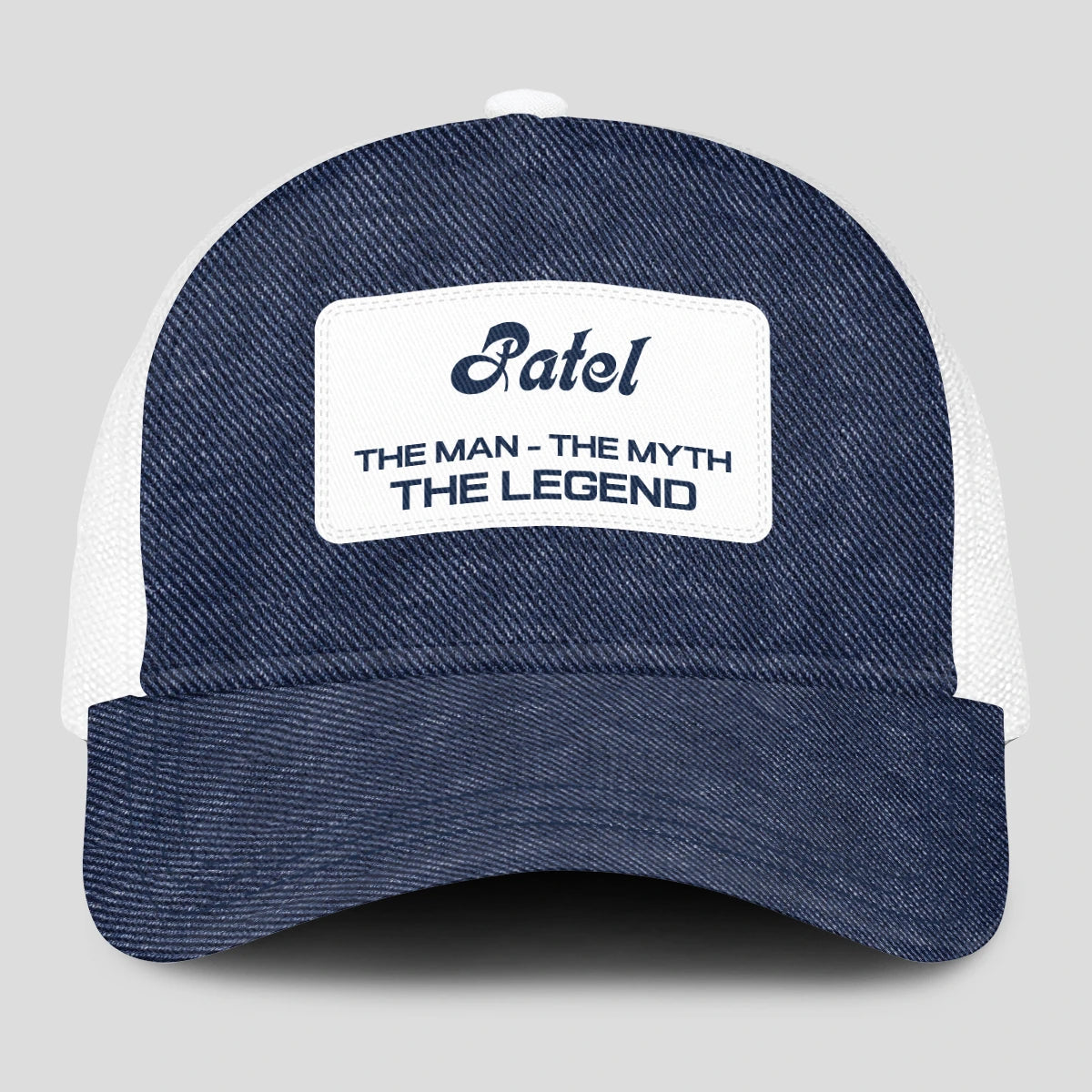 The Man The Myth The Legend Blue Denim Mesh Cap PATEL 13K1 C194PF