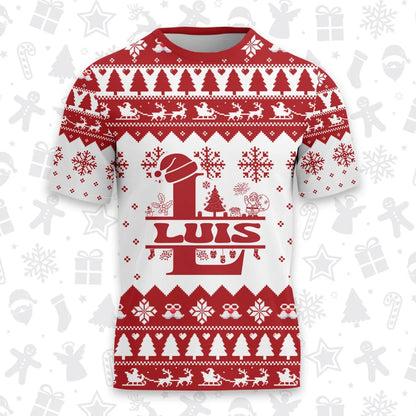 LUIS Personalized Christmas T-Shirt Pajama Set - Holiday Gift Outfit 13K1-CR2