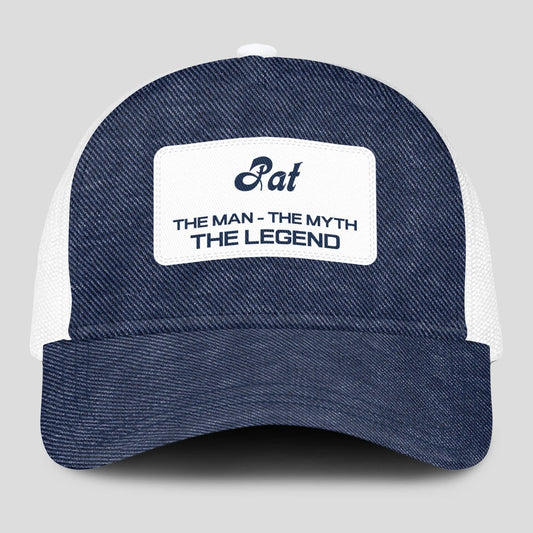 The Man The Myth The Legend Blue Denim Mesh Cap PAT 13K1 C194PF
