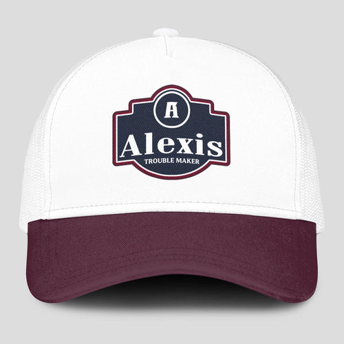 Trouble Maker Burgundy And White Funny Mesh Cap ALEXIS 13K1 C201PF