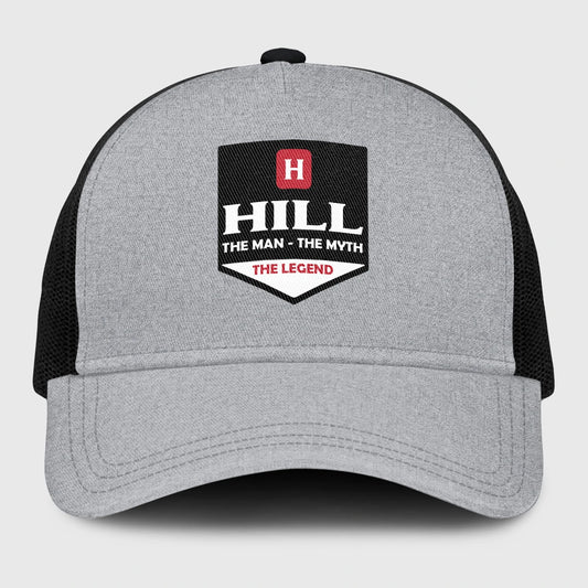 The Man The Myth The Legend Gray Mesh Cap HILL 13K1 C189PF