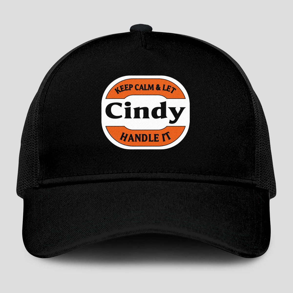 Keep Calm & Let Your Name Handle It Black Mesh Cap CINDY 13K1 C199PF