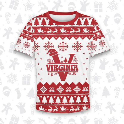 VIRGINIA Personalized Christmas T-Shirt Pajama Set - Holiday Gift Outfit 13K1-CR2