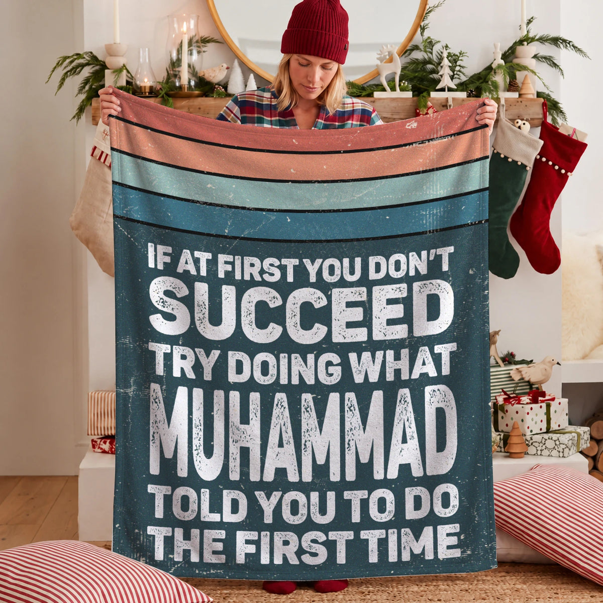 If At First You Don’t Succeed Retro Green Fleece Blanket MUHAMMAD 13K1 BK29