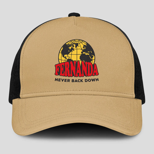 Never Back Down World Logo Khaki Mesh Cap FERNANDA 13K1 C212PF