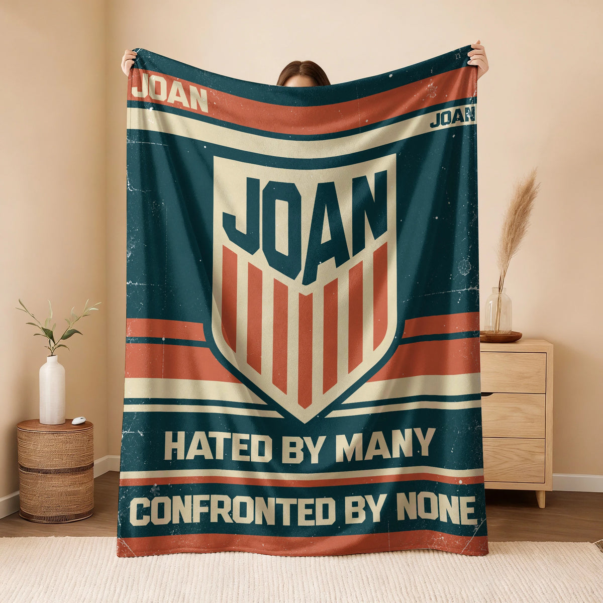Hated By Many Confronted By None Retro Fleece Blanket JOAN 13K1 BK58