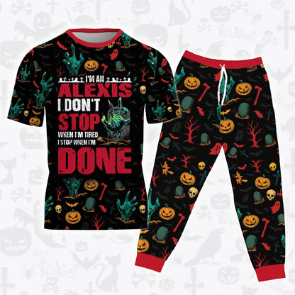 ALEXIS Halloween Pajamas Set Tshirt & Pants Horror Skull Pumpkin 13K1-HL3
