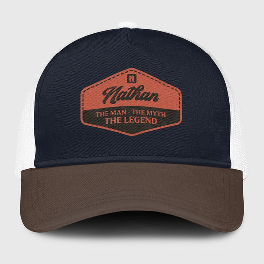 The Man The Myth The Legend Navy And Brown Mesh Cap NATHAN 13K1 C188PF