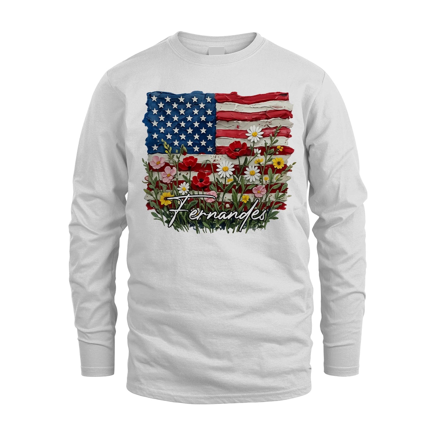 FERNANDES 13K1-549 Personalize Name - Design American flag and flowers