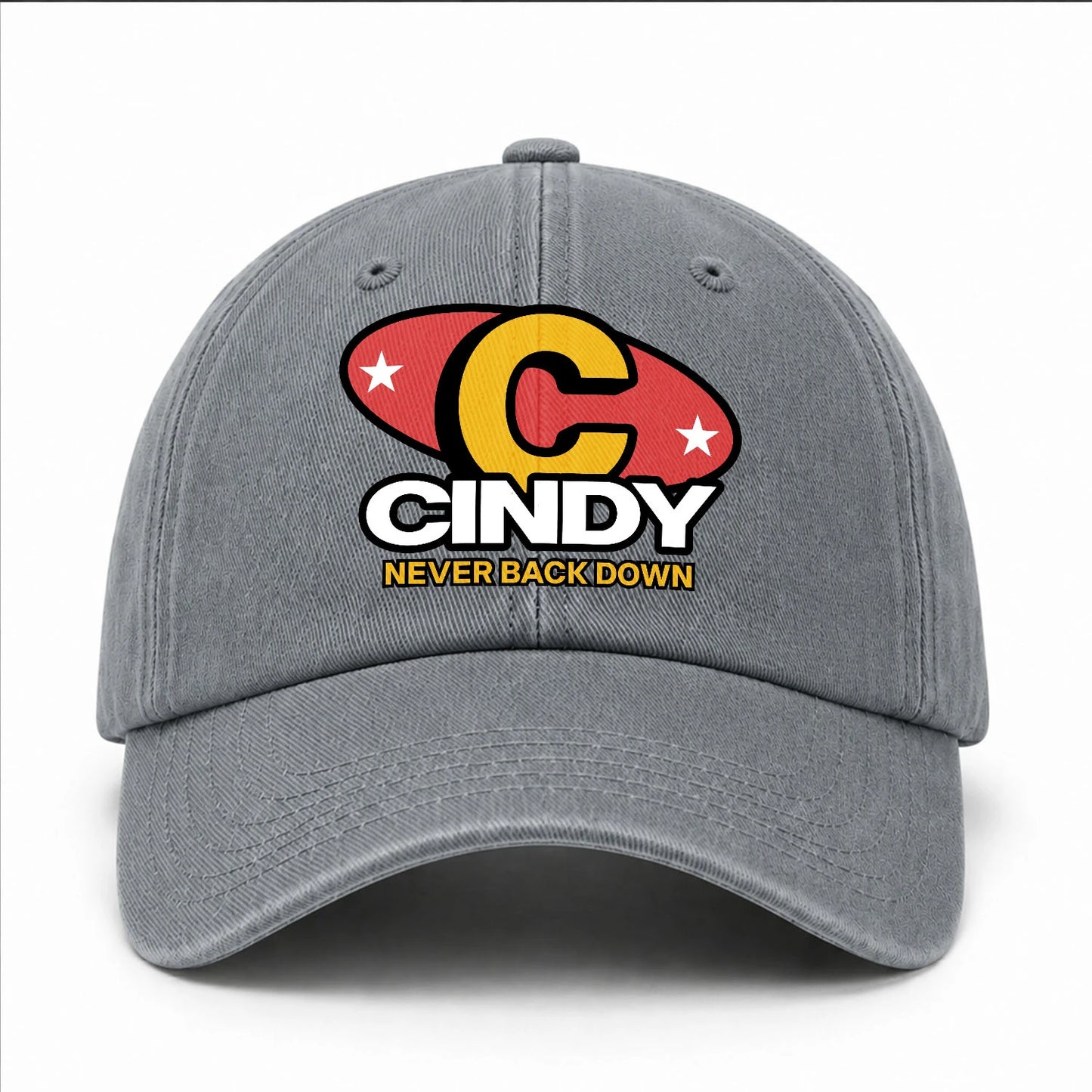 Never Back Down With Your Name And Initial Letter Washed Cap CINDY 13K1 C82PF