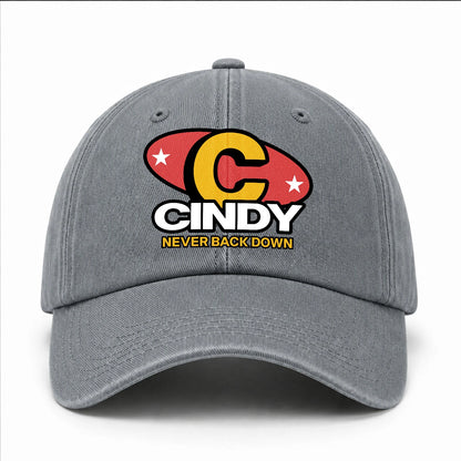 Never Back Down With Your Name And Initial Letter Washed Cap CINDY 13K1 C82PF