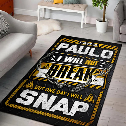 PAULO Motivational Rug – Black & Yellow Quote Carpet for Living Room 13K1-AR1