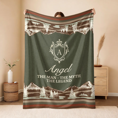 The Man The Myth The Legend Deer In Forest Brown Fleece Blanket ANGEL 13K1 BK10