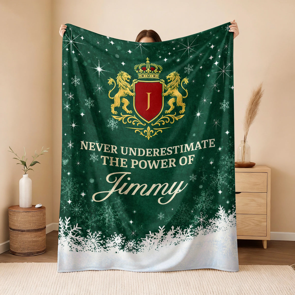 Never Underestimate Your Name Old Money Christmas Fleece Blanket JIMMY 13K1 BK26