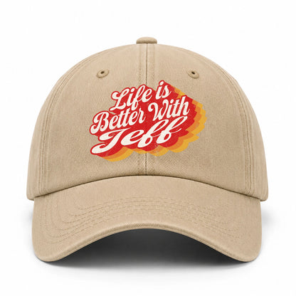Life Is Better With Your Name Vintage Washed Cap JEFF 13K1 C67PF