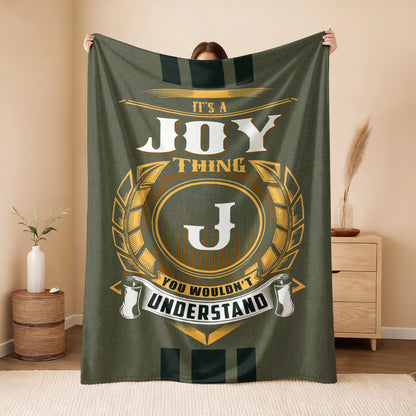 It's A Your Name Thing Olive Green Logo Fleece Blanket JOY 13K1 BK31