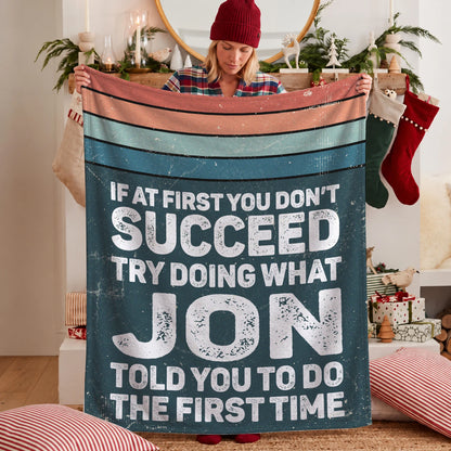 If At First You Don’t Succeed Retro Green Fleece Blanket JON 13K1 BK29