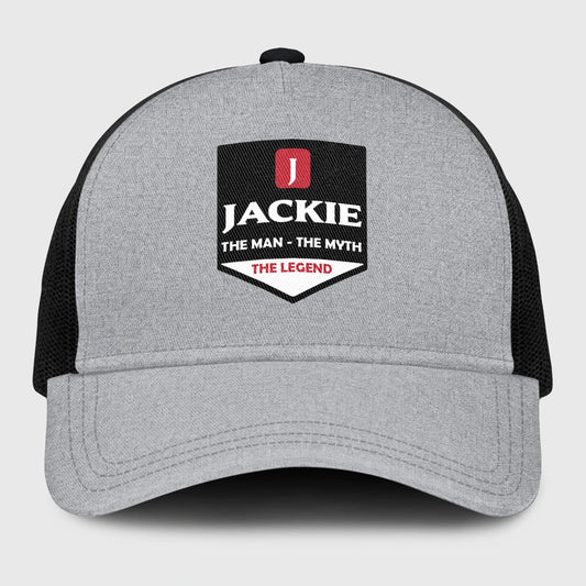 The Man The Myth The Legend Gray Mesh Cap JACKIE 13K1 C189PF
